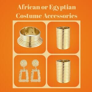 4 Piece African or Egyptian Halloween Costume Cosplay Jewelry Accessories Set